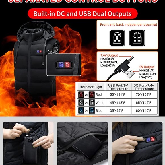 Heated Winter Vest for Men and Women with free Battery - Picture 5 of 6